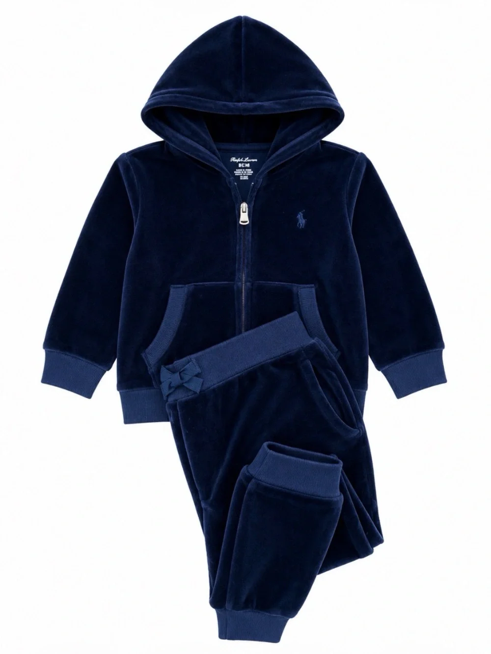Ralph Lauren Navy Blue Kids Velour Hoodie & Jogger Set